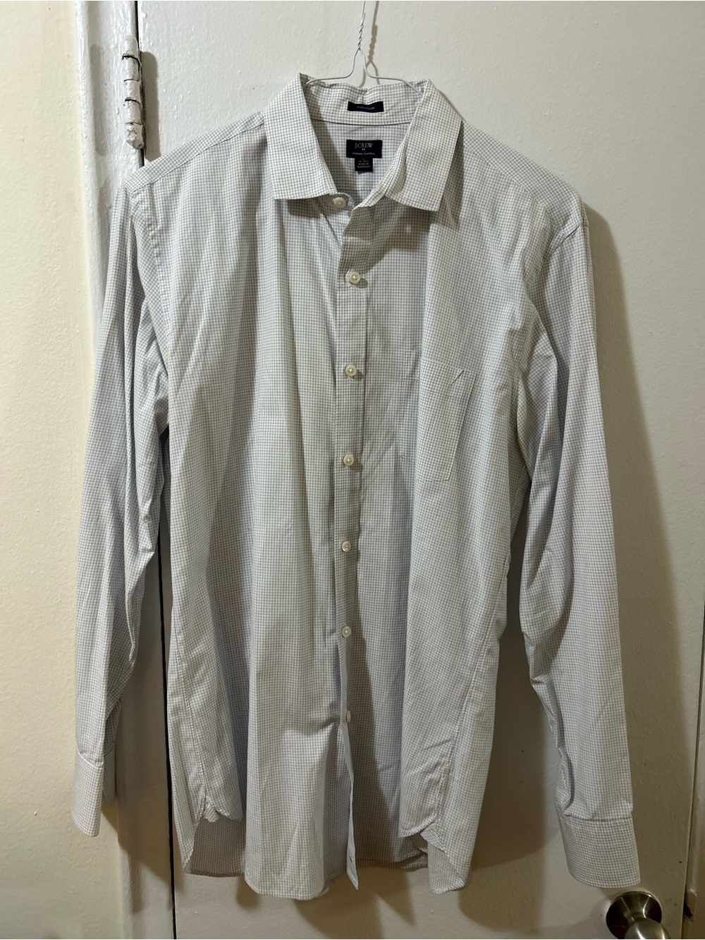 J. Crew White Shirt with Navy Windowpane Check
